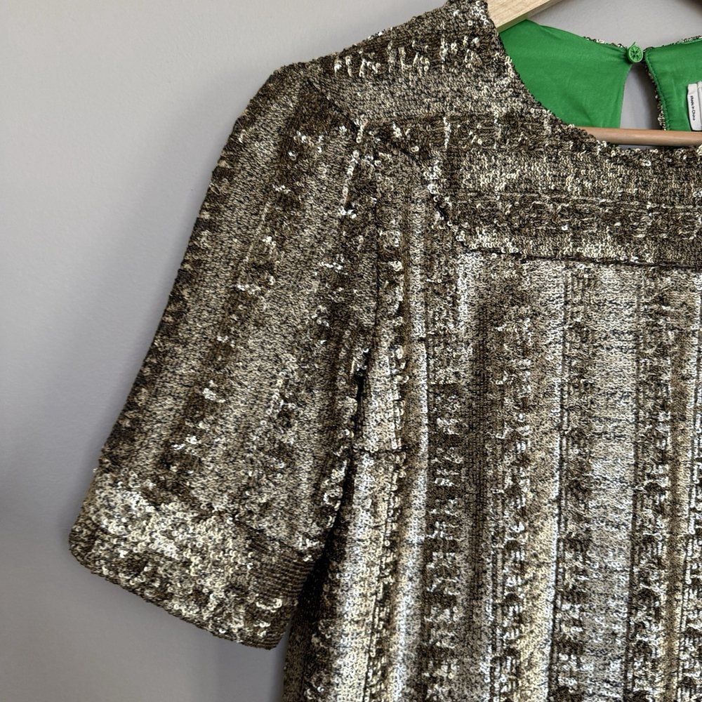 Zadig & Voltaire Toysse Sequined Top Gold Bronze Blouse Size Medium New With Tag - Picture 2 of 12